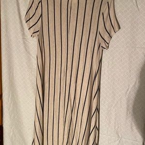 Pinc Cream with Black lines Tee Shirt Dress Sz M